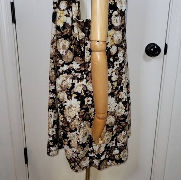 Abercrombie & Fitch Black Floral Cotton Linen Mini Dress Size XXLP Sundress - Picture 10 of 11